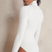 Color-Autumn High Collar Long Sleeve Slim Rib Bodysuit Women Skinny-Fancey Boutique