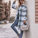 Color-Women Autumn Winter Ladies Casual Flannel Plaid Shirt Long Coat-Fancey Boutique