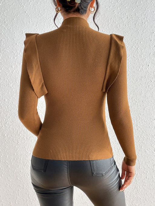 Color-Autumn Winter Simple Solid Color Turtleneck Buttons Wooden Ear Pullover Knitting-Fancey Boutique