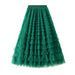 Color-Dark Green-Mesh Tiered Skirt Women Spring Autumn Dress Fairy White Yarn Skirt Pleated-Fancey Boutique