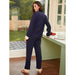 Color-Pajamas Women Spring Autumn Simple Cardigan Long Sleeve Long Home Wear Suit-Fancey Boutique