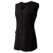 Color-Black-V neck Vest Coat Linen Mid Length Cotton Linen Korean Retro Fashionable Slim Sleeveless Vest Cardigan Women-Fancey Boutique