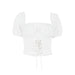 Color-Women Wear Sexy Square Neck Puff Sleeve White Short Cropped Top Waist Backless Short Sleeve Women-Fancey Boutique