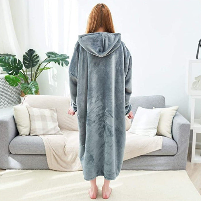 Color-Couple Nightgown Double Sided Flannel Extended Hooded Pajamas Women Nightdress Pajamas Pajamas-Fancey Boutique