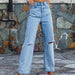 Color-Women Ripped Trim Slim Hip Straight Jeans-Fancey Boutique