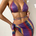 Color-Swimsuit Women Sexy Gradient Color Bikini Three Piece Swimsuit Lace up Swimsuit-Fancey Boutique