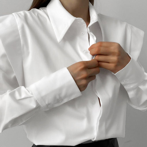 Color-Autumn Winter Long Sleeve White Shirt Women Clothing Office Elegant Women Shirt-Fancey Boutique