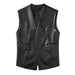 Color-Black-Sleeveless Faux Leather Vest Loose Plus Size Women Vest Cardigan Short Coat Women-Fancey Boutique