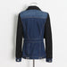 Color-Trendy Korean Denim Splicing Coat Autumn Winter Single-Breasted Personality Slim Fit Faux Two-Piece Blazer Blazer-Fancey Boutique