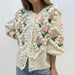Color-Autumn Winter Handmade Crocheted Embroidery Twist Pearl Buckle Knitted Sweater Cardigan Coat-Fancey Boutique