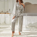 Color-Spring Summer Pajamas Women Summer Thin Silk Ice Silk Satin Chiffon Long Sleeve Home Wear Spring Autumn-Fancey Boutique