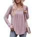 Color-Lavender-Women Autumn Winter Casual Square Collar Pleated Long Sleeve T shirt-Fancey Boutique