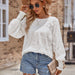 Color-Ivory-Autumn Winter Women Clothing Casual Solid Color round Neck Long Sleeve Patchwork Top Women-Fancey Boutique