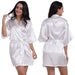 Color-White-Ladies Robe Artificial Silk Satin Kimono Gown Glossy Solid Color Thin Cardigan Gown Summer Sexy Short Bathrobe-Fancey Boutique