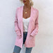 Color-Pink-Sweater Women Autumn Winter New Twist Mid-Length Pocket Knitted Cardigan Coat-Fancey Boutique