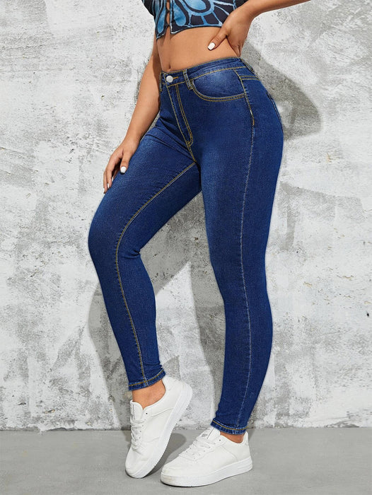 Color-Women Clothing Slim Fit Women Jeans High Waist Slim Fit Pencil Trousers-Fancey Boutique