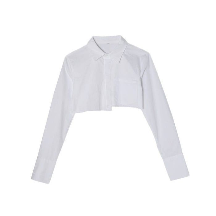 Color-White-Women Clothing Autumn Cardigan Shirt Design Sexy cropped Short Solid Color Top-Fancey Boutique