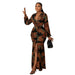 Color-Brown-Women Printed Wear Loose Dress-Fancey Boutique