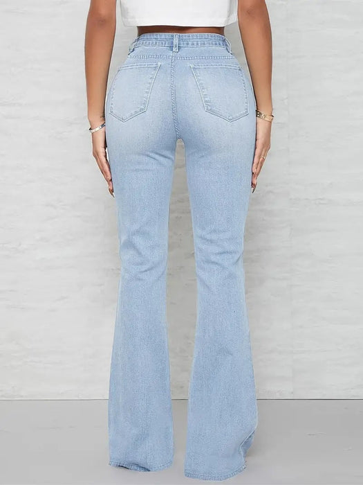 Color-Summer Women Jeans Fashionable Simple Slim Fit Light Blue Trousers Preferred-Fancey Boutique