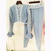 Color-Goods Stars Hollow Out Cutout Lace Bell Sleeve Short Top Skinny Pants Suit Two Piece Set-Fancey Boutique