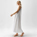 Color-Autumn Sexy Braces in White Nightdress Loose Casual Deep V Plunge neck Backless Split Women Home Wear-Fancey Boutique