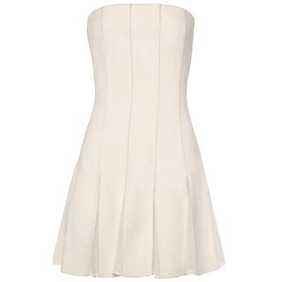 Color-Apricot Dress-High Waist Suit Dress Set Women Tube Top Dress Blazer Two Piece Suit-Fancey Boutique