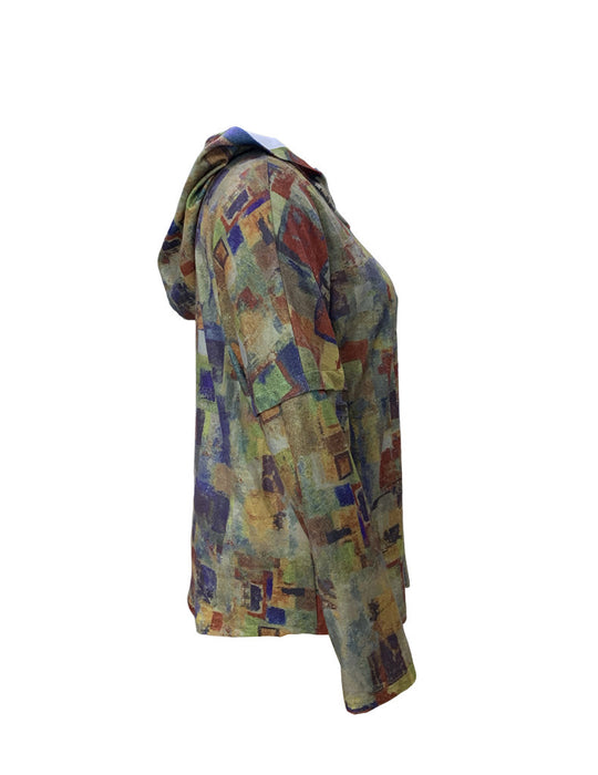 Color-Plus Size Autumn Winter Women Loose Printed Long Sleeve Hooded Sweater-Fancey Boutique