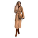 Color-Khaki-Autumn Winter Women Clothing Solid Color Polo Collar Long Sleeved Woolen Coat Simple Lace up Trench Coat-Fancey Boutique