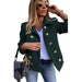 Color-blackish green-Fall Winter Slim Long Sleeve Double Breasted Collar Woolen Jacket-Fancey Boutique