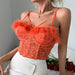 Color-Sexy French Lace Boning Corset Light Luxury Feather Tassel Sexy Vest-Fancey Boutique