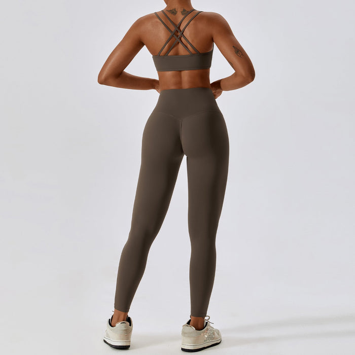 Color-Focus Tea Coffee Color-1-Cloud Feeling Breathable Quick Drying Yoga Suit Women Slimming Back Fitness Clothes Running Sports Body Hugging Suit-Fancey Boutique