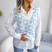 Color-Blue-Autumn Winter College Heart Knitted Vest Sweater Vest Women Clothing-Fancey Boutique