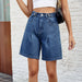 Color-Spring Summer Washed Waist Adjustable Denim Shorts-Fancey Boutique