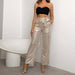 Color-Gold-Spring Summer Sequined Wide Leg Pants High Waist Slimming Draping Casual Trousers-Fancey Boutique