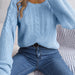 Color-Blue-Autumn Winter Casual Twist Patchwork Puff Sleeve Pullover Women Clothing-Fancey Boutique