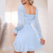 Color-Early Spring Chiffon Dress Women Ruffled V neck Fitted Waist Sweet A line Dress-Fancey Boutique