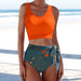 Color-Swimsuit Ladies New Bikini Cloth Printing Swimming Swimsuit Split Conservative Bikini-Fancey Boutique