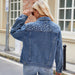 Color-Slim Washed Short Long Sleeve Denim Jacket Coat Top for Women-Fancey Boutique
