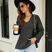 Color-Women Clothing Long Sleeve V Neck Sweater Casual Loose Fitting Women Sweater-Fancey Boutique