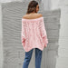 Color-Autumn Winter off-Shoulder Plus Size Loose Sweater off-Shoulder Solid Color Pullover Sweater Women-Fancey Boutique