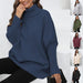 Color-Women Clothing Knitted Solid Color Turtleneck Collared Loose Woven Sweater Top-Fancey Boutique