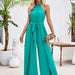 Color-Summer Women Clothing Fresh Air Solid Color Halter Lace up Jumpsuit-Fancey Boutique