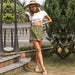 Color-Summer Button Decorations Loose-Fitting Wide-Leg Short Women High Waist Solid Color Casual Culotte-Fancey Boutique