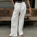 Color-White High Waist Trousers All Match Simple Casual Pants Work Pant Loose Fall Women Clothing-Fancey Boutique