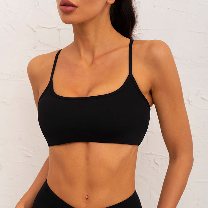 Color-Black Bra-Tight Sports Underwear Women Cross Sexy Thin Straps Beauty Back Outer Wear Fitness Sports Bra-Fancey Boutique