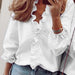 Color-White-Spring Summer Long Sleeve Ruffle Blouse Women Shirt-Fancey Boutique