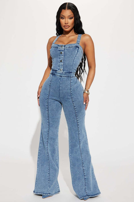 Color-Denim Jumpsuit Women Slim Fit Bodysuit Waist Tight Washed Suspender Jumpsuit-Fancey Boutique