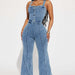 Color-Denim Jumpsuit Women Slim Fit Bodysuit Waist Tight Washed Suspender Jumpsuit-Fancey Boutique