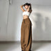 Color-Distressed Gray Woven Straight Leg Pants Women Sexy High Waist Loose Slim Fit Draping Ribbon Trousers-Fancey Boutique