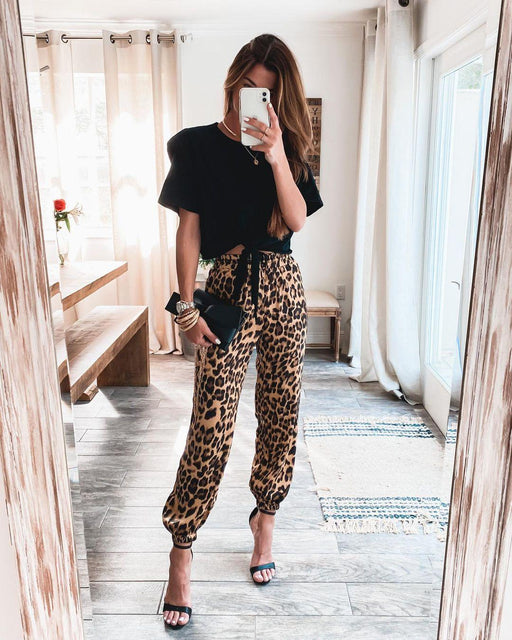 Color-Summer New Trousers Fashion Casual Pants Leopard Print Forged Trousers Micro Elastic-Fancey Boutique